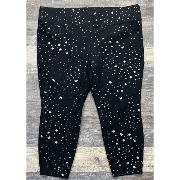 Torrid Pixie Ponte Knit Stretch Pull on Pants Metallic Stars Black Size 3R (3X) - Picture 10 of 16